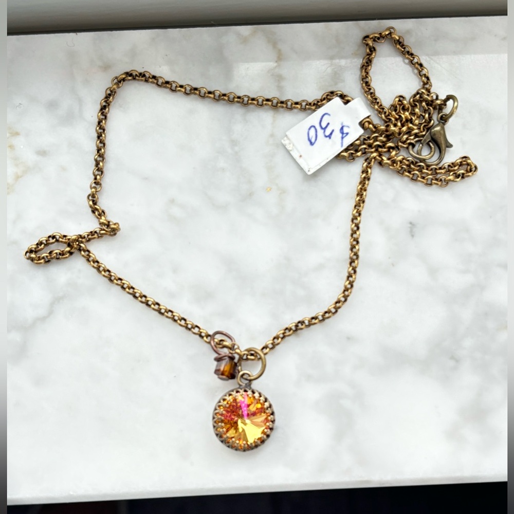 Swarovski 18” Antique Gold Necklace - Handmade